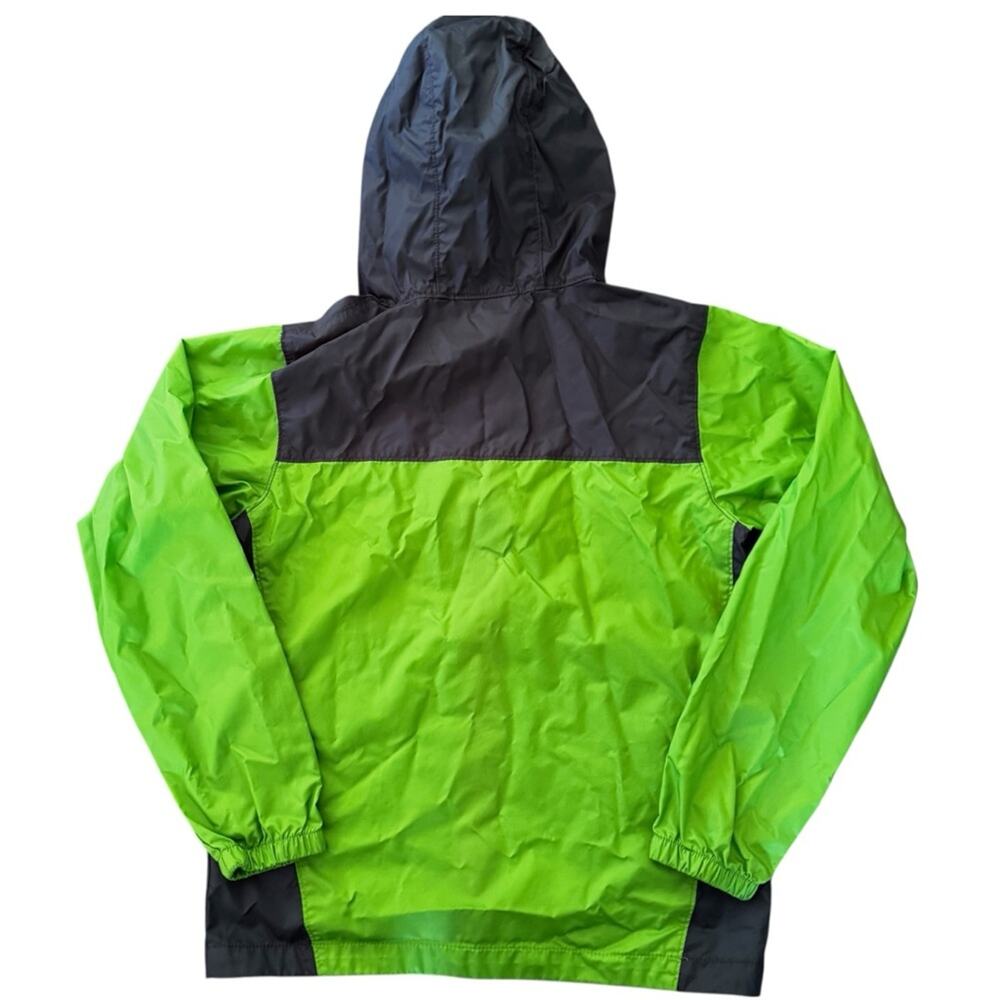 Columbia Kids’ Lime Green Charcoal Hooded Lightweight Jacket Wind Rain L 14/16 - Picture 6 of 9